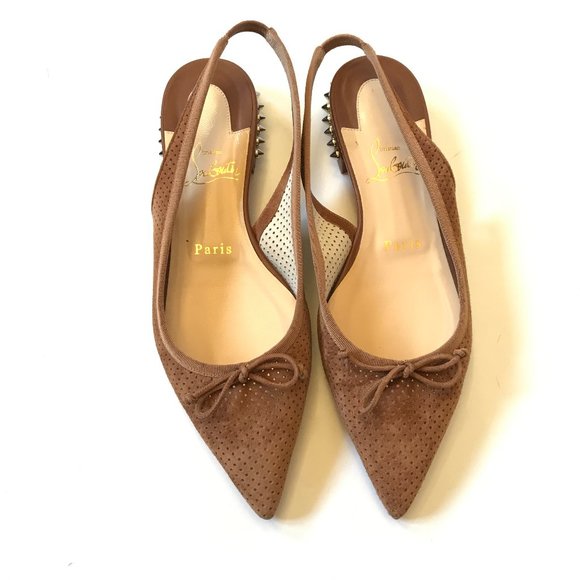 Christian Louboutin Brown Flats with Studded Heel - Picture 7 of 16